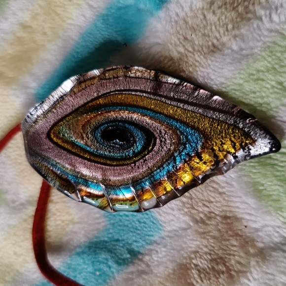 12. Made in Italy Murano Glass Necklace on Leather Cord - Picture 1 of 4